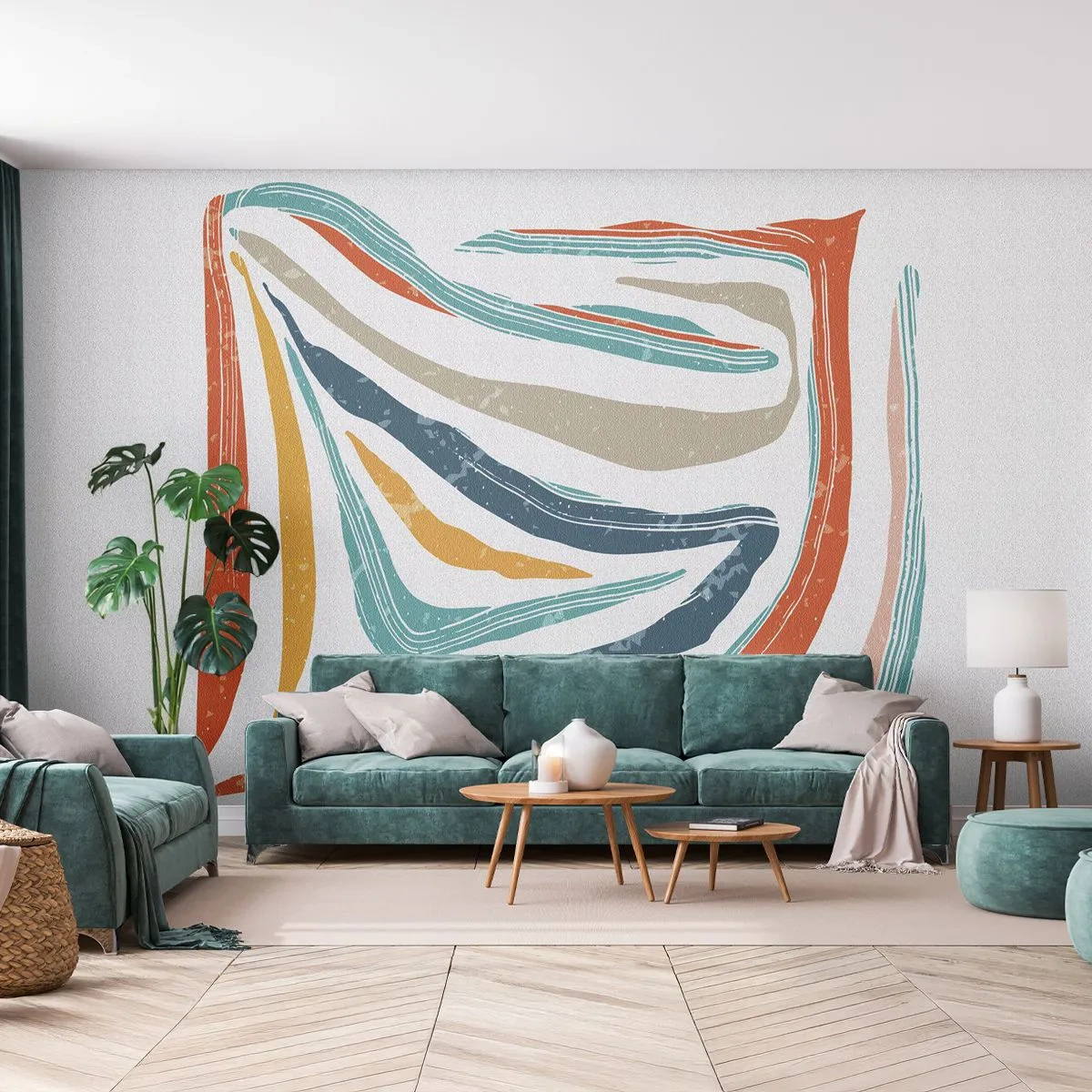Photo Wallpaper Premium Canvas - Abstract with a Friendly Smile - Boho, Piece, Modern - 500x350 cm