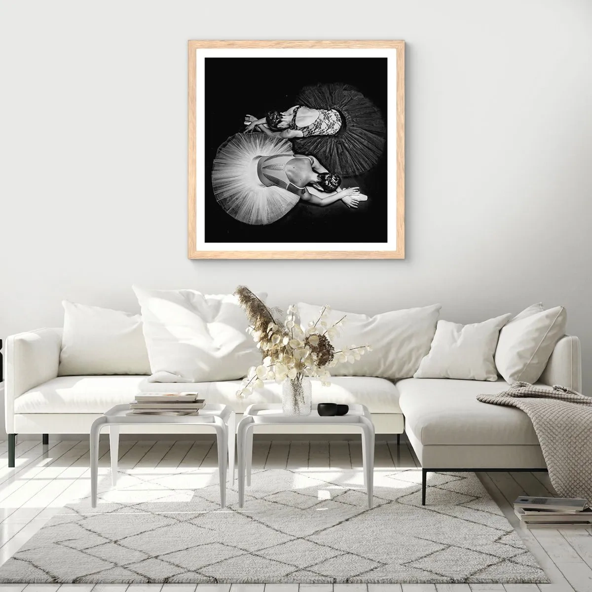 Poster in light oak frame - Yin and Yang - Ideal Balance - 50x50 cm