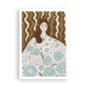 Poster - Portrait in a Flowery Robe - 70x100 cm