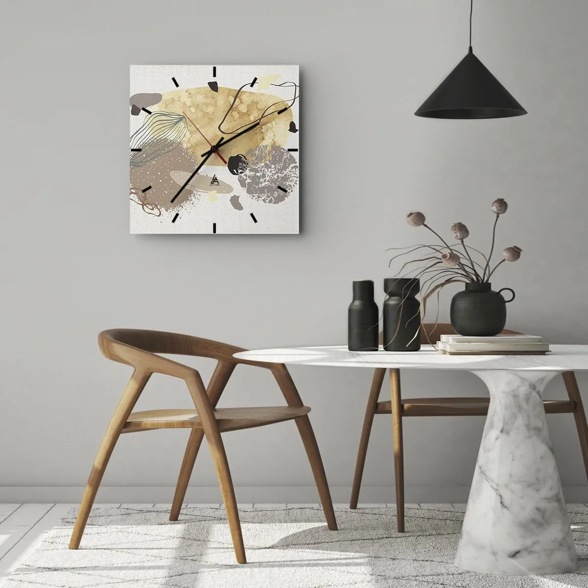 Wall clock - Clock on glass - Applied Splashing - 30x30 cm