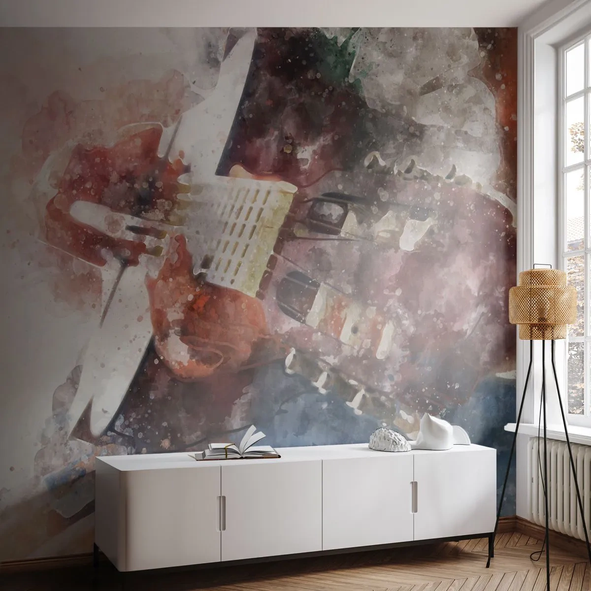 Photo Wallpaper Premium Canvas - And What do You Think? - Abstraction, Music, Guitar - 250x175 cm