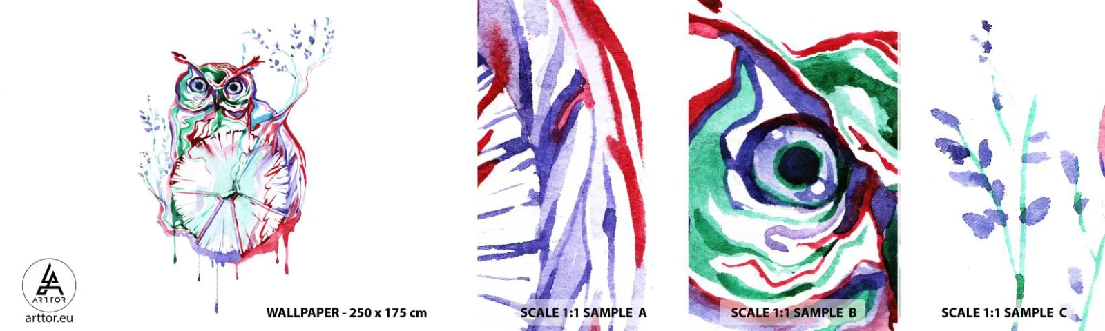 Photo Wallpaper Sample Self-Adhesive Deluxe Sticker - Wise by Nature - Bird, Owl, For children - 100x30 cm