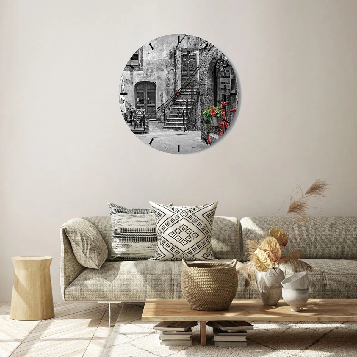 Wall clock - Clock on glass - Tuscan Alley - 40x40 cm
