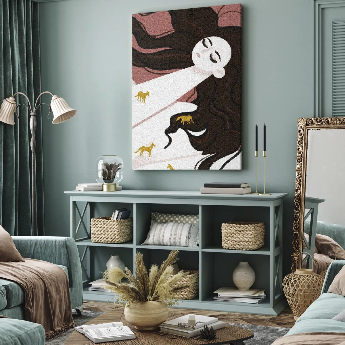 Canvas picture - Dream of a Golden Horse - 55x100 cm