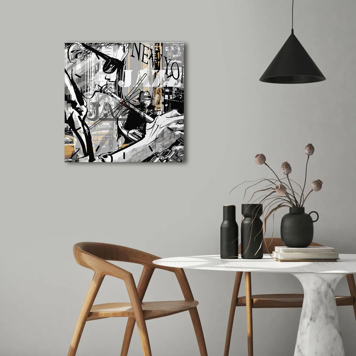 Wall clock - Clock on glass - In the Rhythm of New York - 30x30 cm