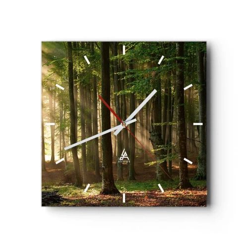 Wall clock - Clock on glass - Beaming in Spring Morning - 30x30 cm