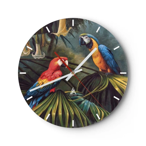 Wall clock - Clock on glass - Romanticism in Tropics - 40x40 cm