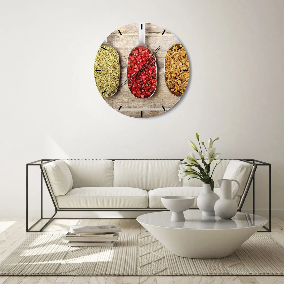 Wall clock - Clock on glass - Kitchen Magic - 30x30 cm