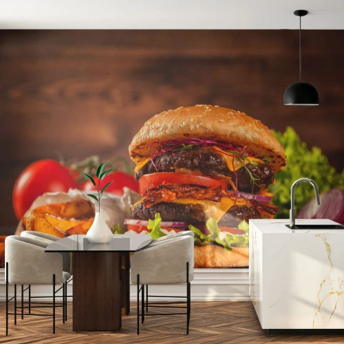 Self-Adhesive Photo Wallpaper Deluxe Sticker - Forbidden Fruit - Gastronomy, Hamburger, Burger - 200x140 cm