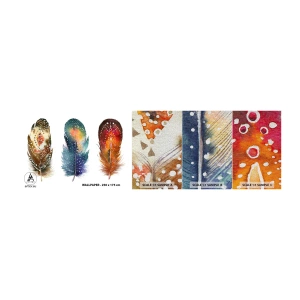 Photo Wallpaper Sample Premium Canvas - Rituals, Customs, Secrets - Bird's feather, Bird, Abstraction - 100x30 cm