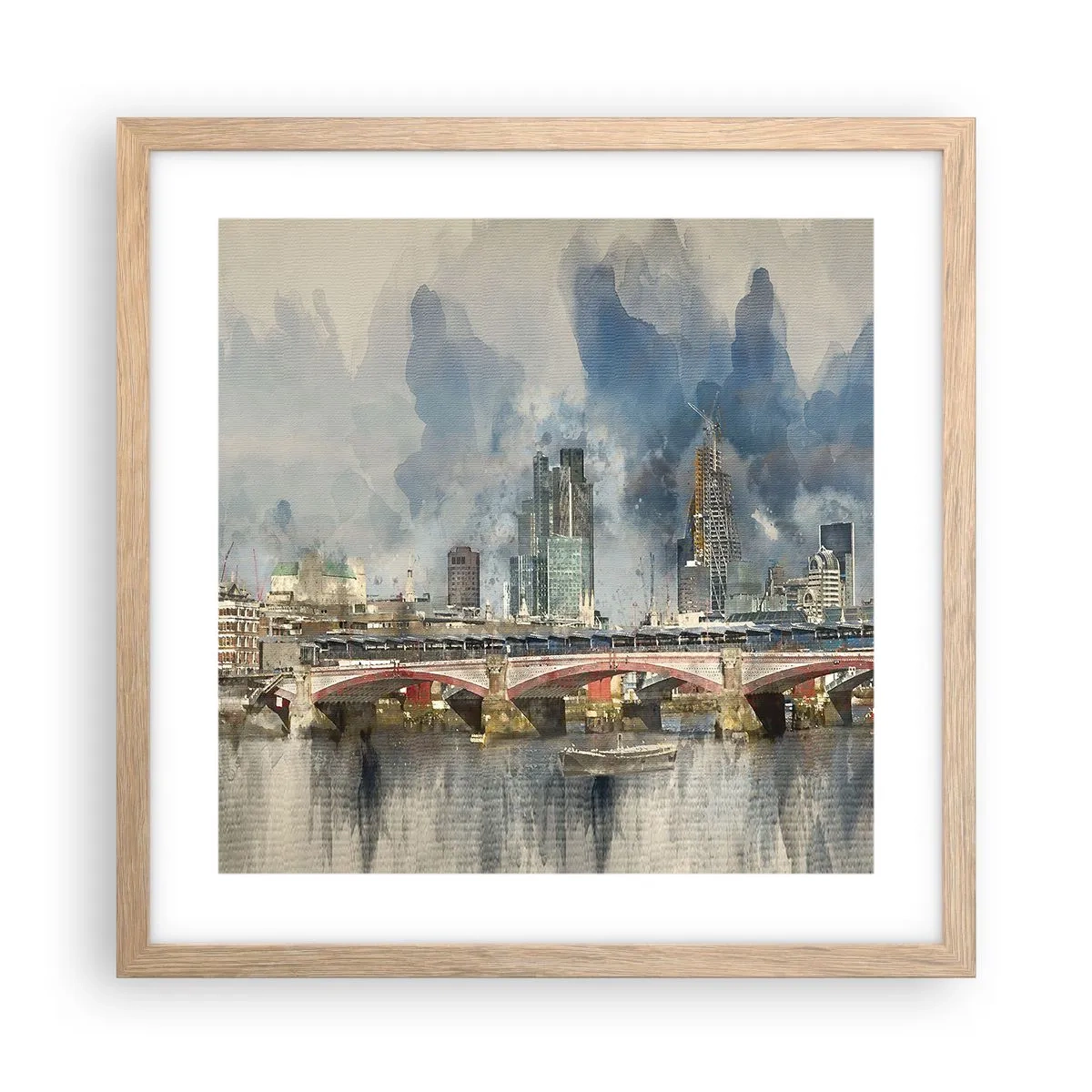 Poster in light oak frame - London in Its Beauty - 40x40 cm
