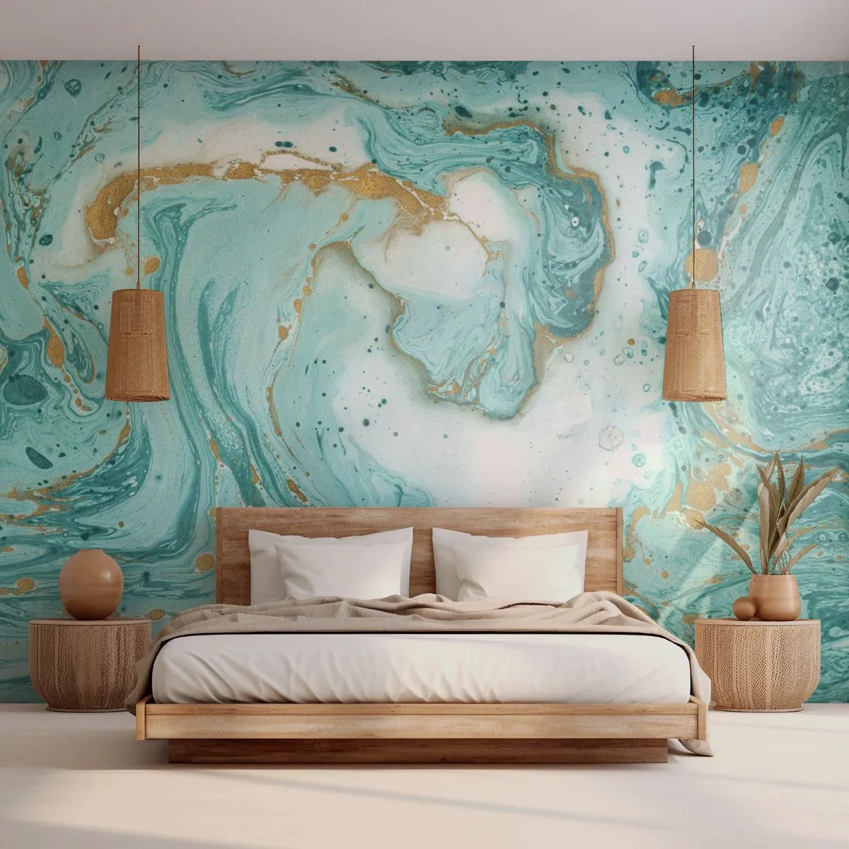 Photo Wallpaper Premium Sand - Under the Great Wave of the Edo Period - Abstraction, Piece, Graphics - 200x140 cm