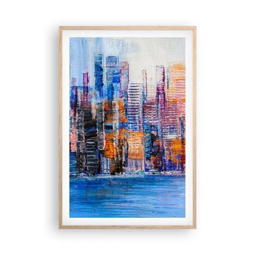 Poster in light oak frame - Joyful Metropolis - 61x91 cm