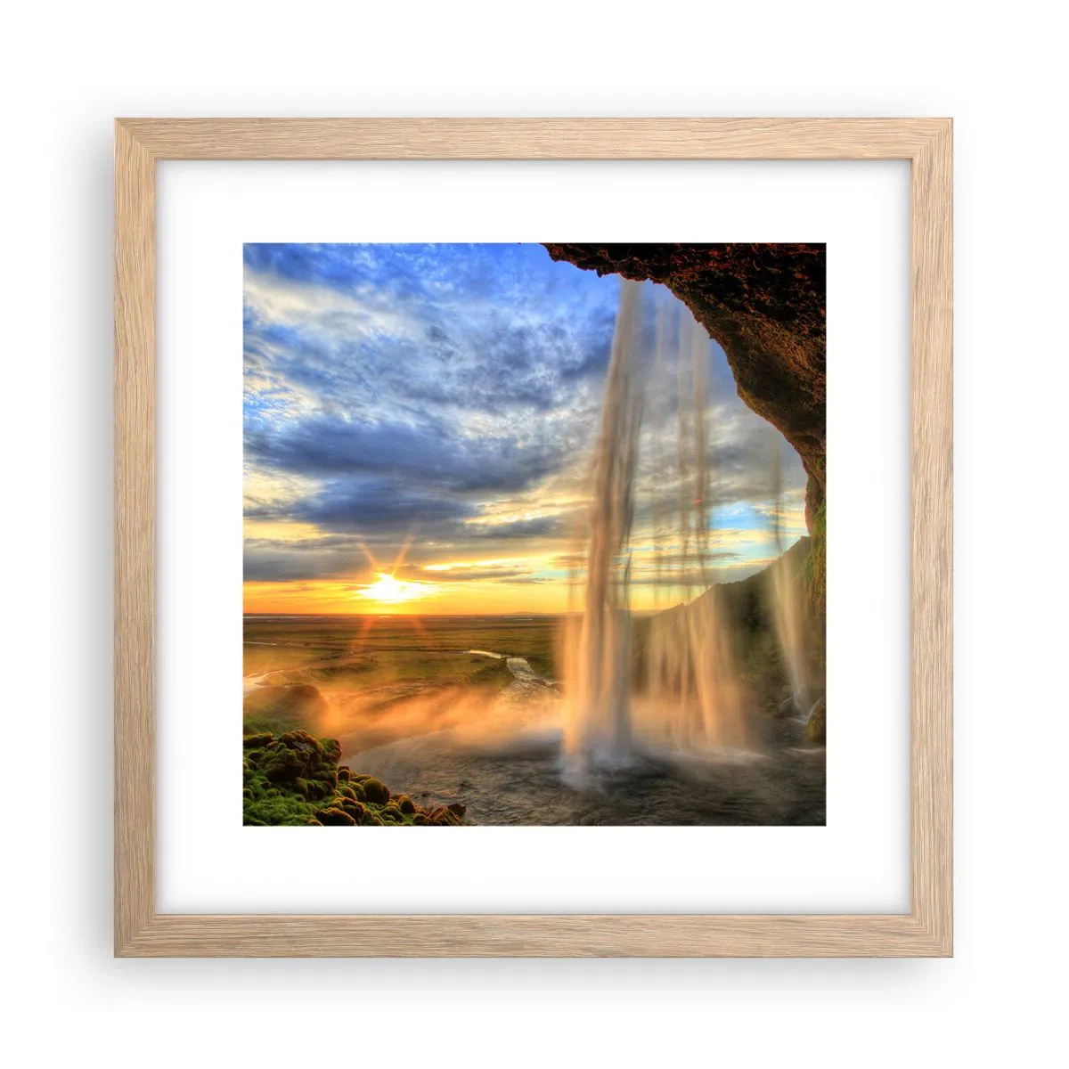 Poster in light oak frame - World behind Raindrops - 30x30 cm