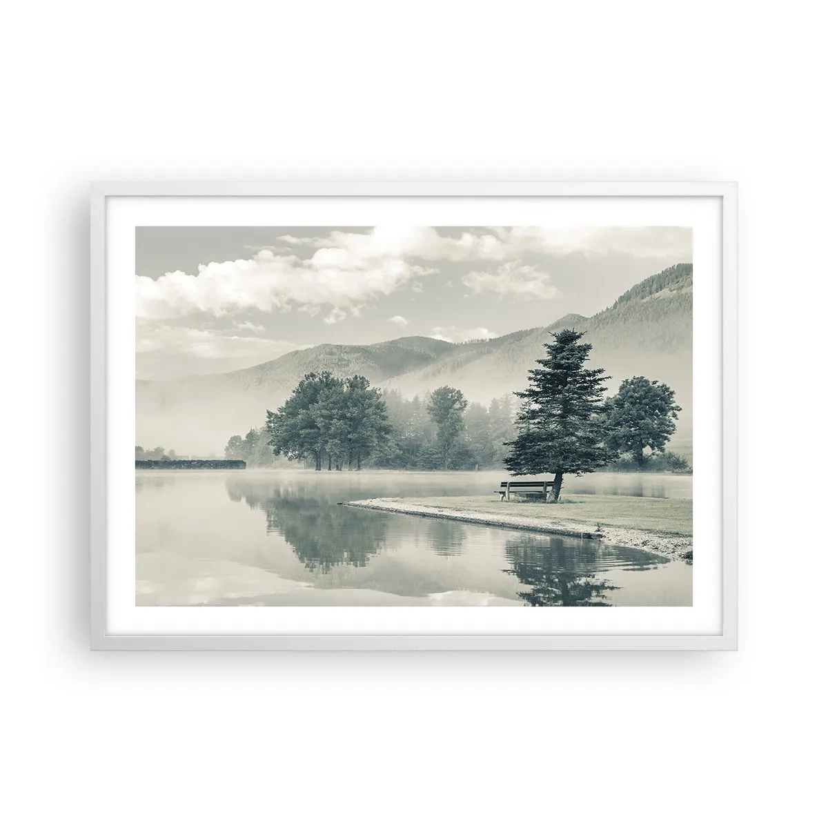 Poster in white frmae - Lake Is Still Asleep - 70x50 cm