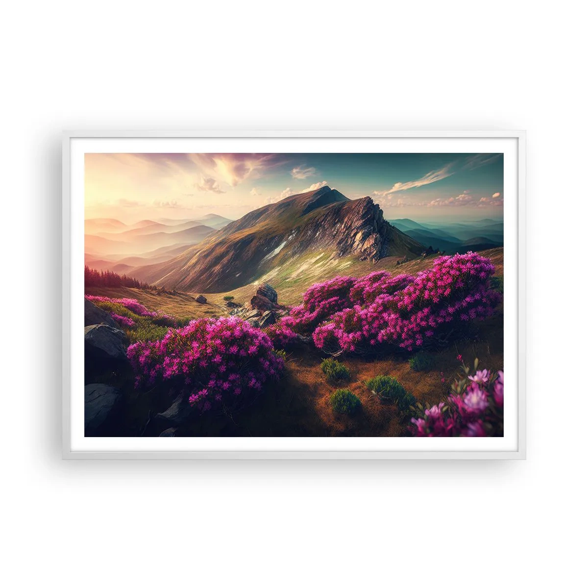 Poster in white frmae - Summer in the Mountains - 100x70 cm