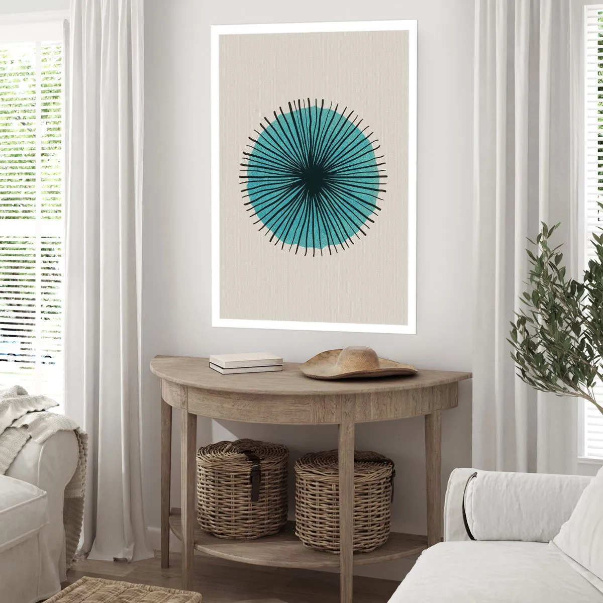 Poster - Rays on Blue - 30x40 cm