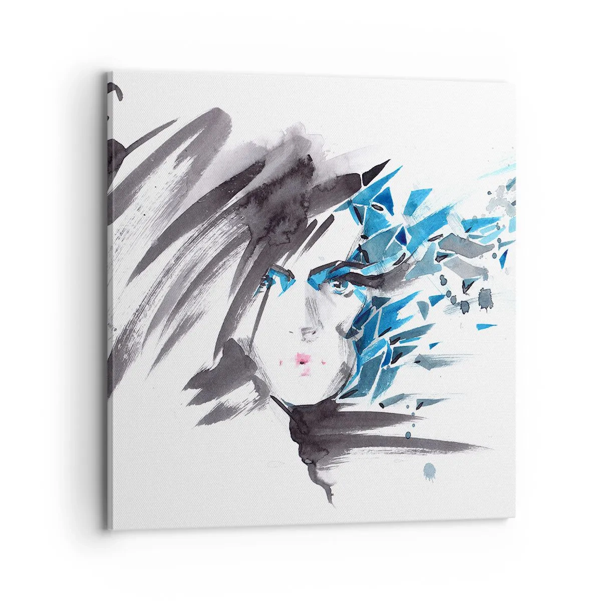 Canvas picture - Sensual Portrait in Grey and Blue - 70x70 cm