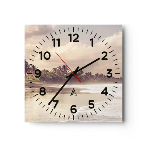 Wall clock - Clock on glass - Caress of the Waves - 40x40 cm