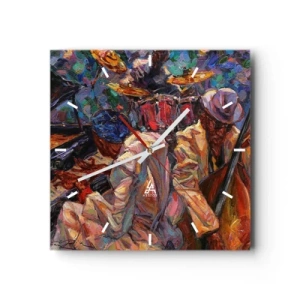 Wall clock - Clock on glass - In the Same Rhythm - 40x40 cm