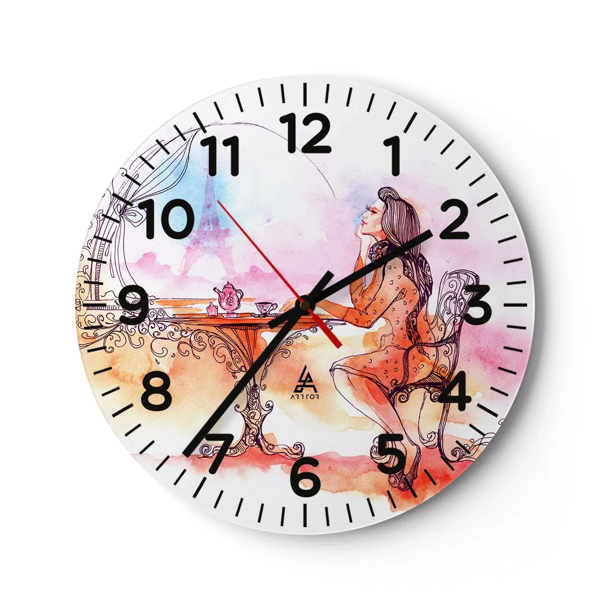 Wall clock - Clock on glass - Parisian Chic - 40x40 cm
