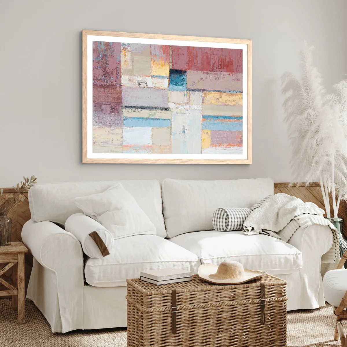 Poster in light oak frame - Calm of Geometry - 91x61 cm