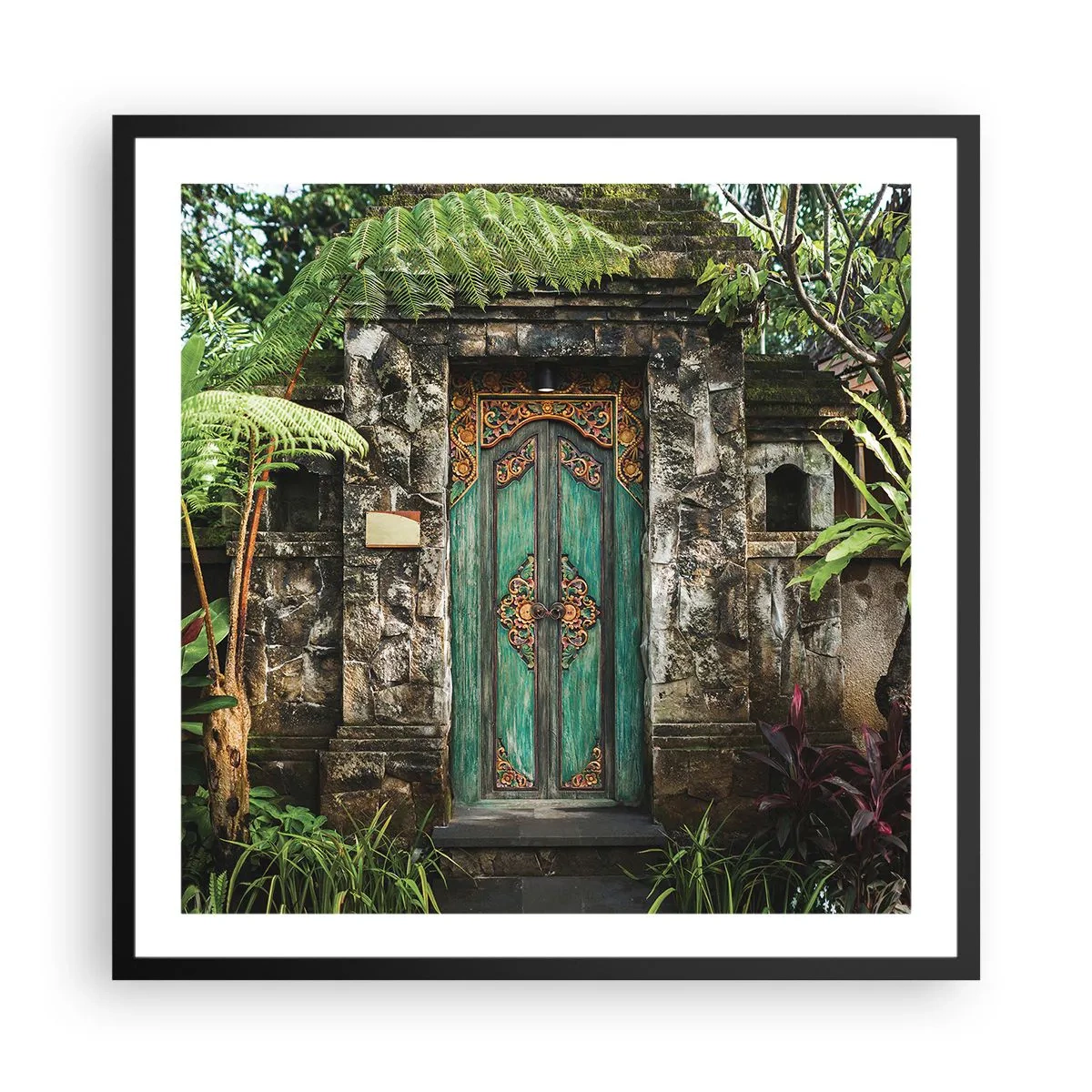 Poster in black frame - Door to Exotic World - 60x60 cm