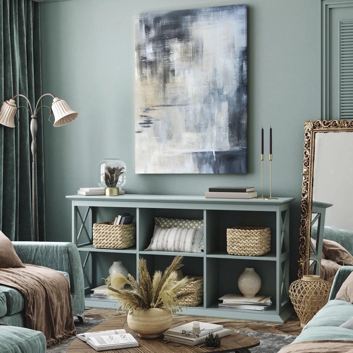Canvas picture - Behind the Curtain of Blue - 70x100 cm