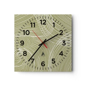 Wall clock - Clock on glass - Intricate Abstract in White - 30x30 cm