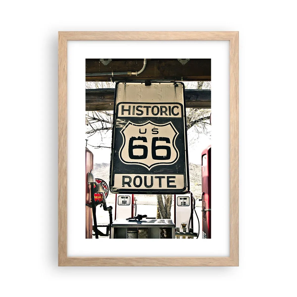 Poster in light oak frame - American Retro Trip - 30x40 cm