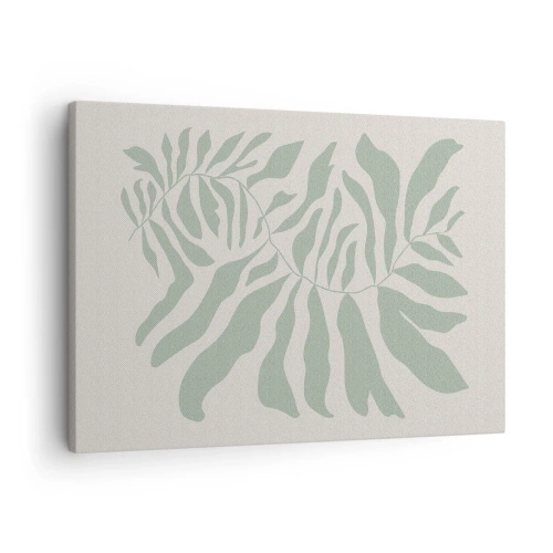 Canvas picture - A delicate twig pattern with leaves in a shade of emerald green - 70x50cm - Emerald Branch - Modern wall decoration for the living room and bedroom ARTTOR