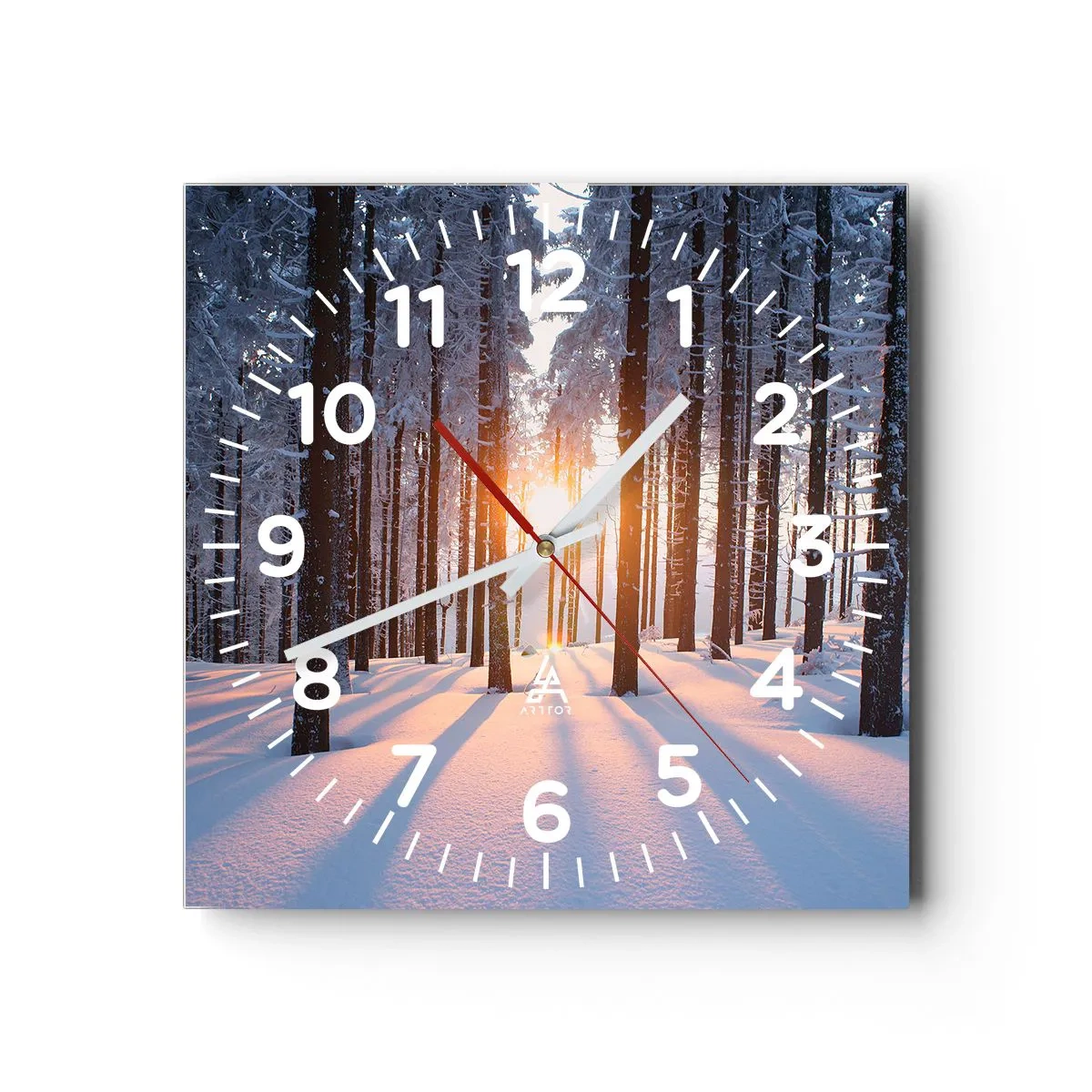 Wall clock - Clock on glass - Clearly Black on White - 30x30 cm