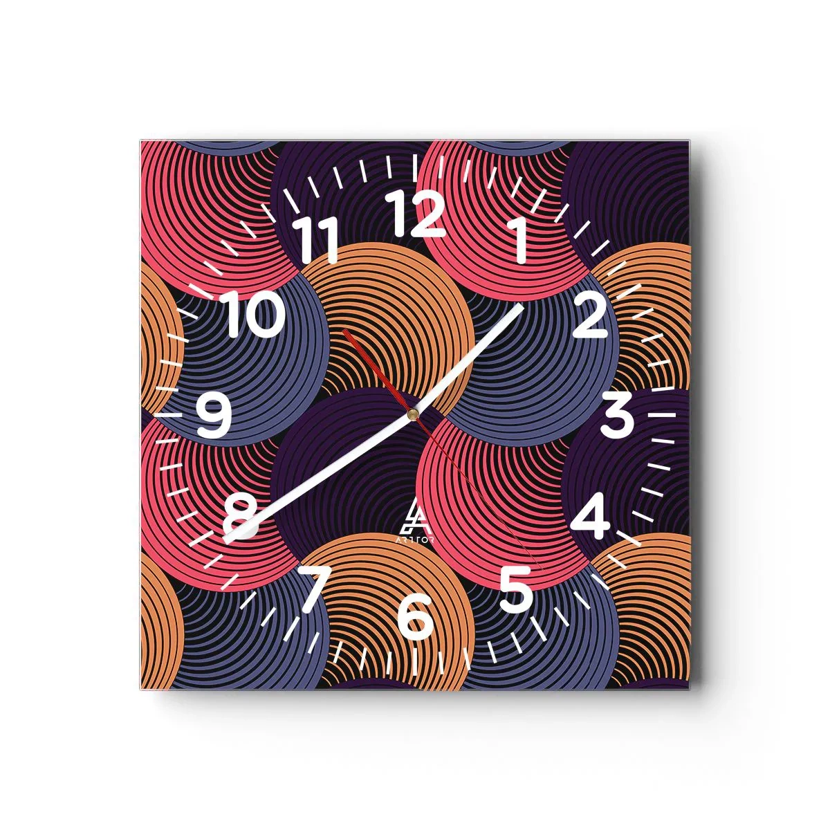 Wall clock - Clock on glass - In a Circular Rhythm - 40x40 cm