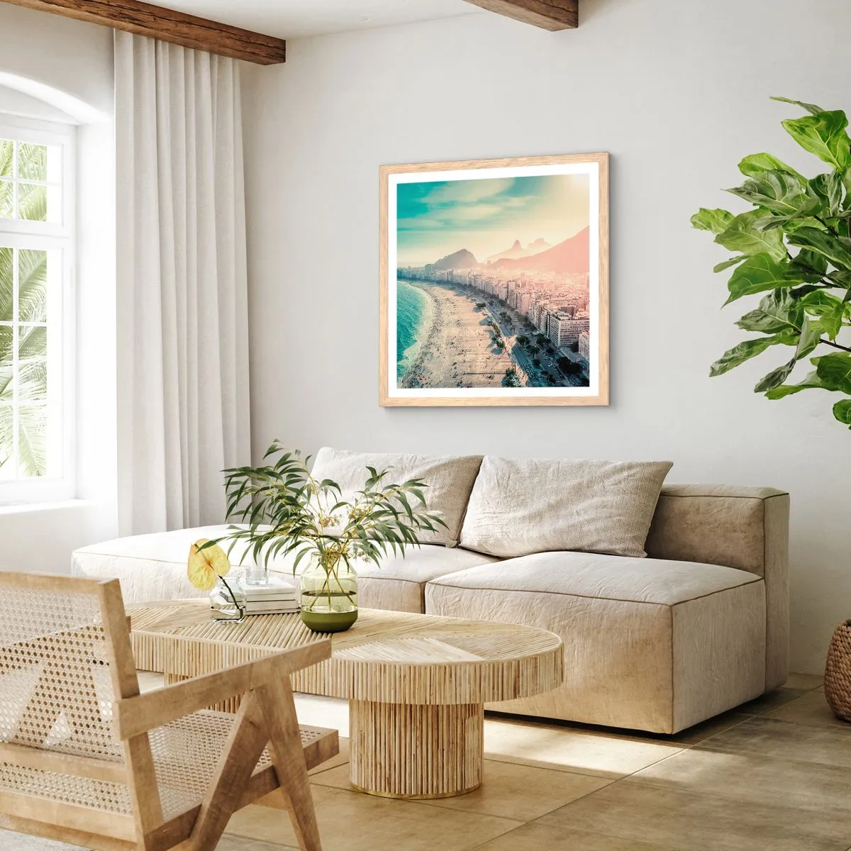 Poster in light oak frame - Eternal Holiday in Rio - 60x60 cm