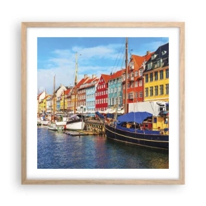 Poster in light oak frame - Joyful Coast - 50x50 cm