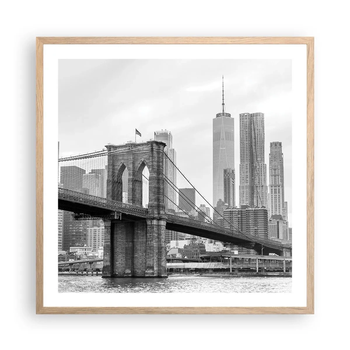 Poster in light oak frame - New York Style  - 60x60 cm