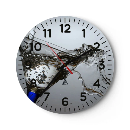 Wall clock - Clock on glass - Crystal Clear Water in a Crystal Glass - 30x30 cm