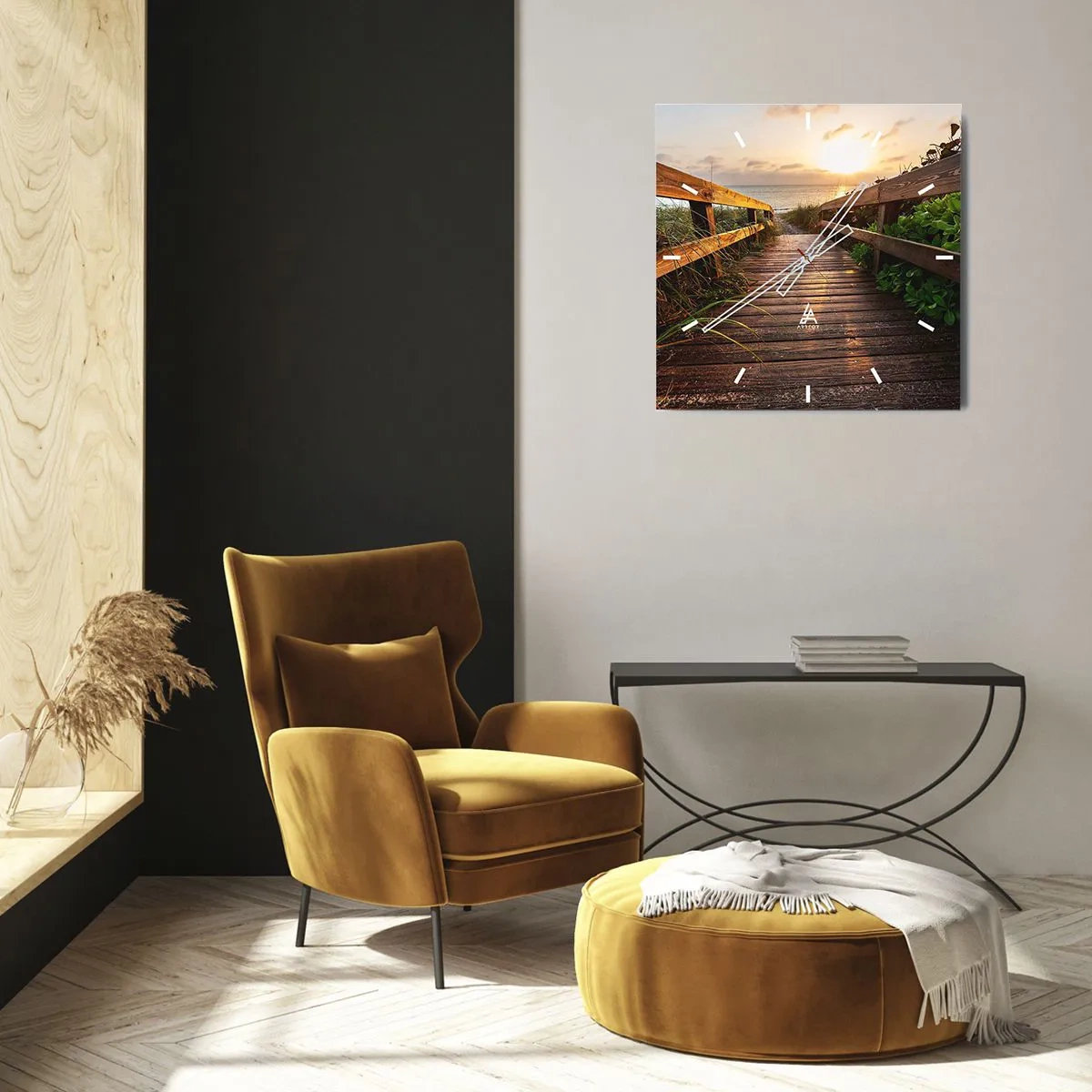 Wall clock - Clock on glass - Straigh to the Shore - 30x30 cm
