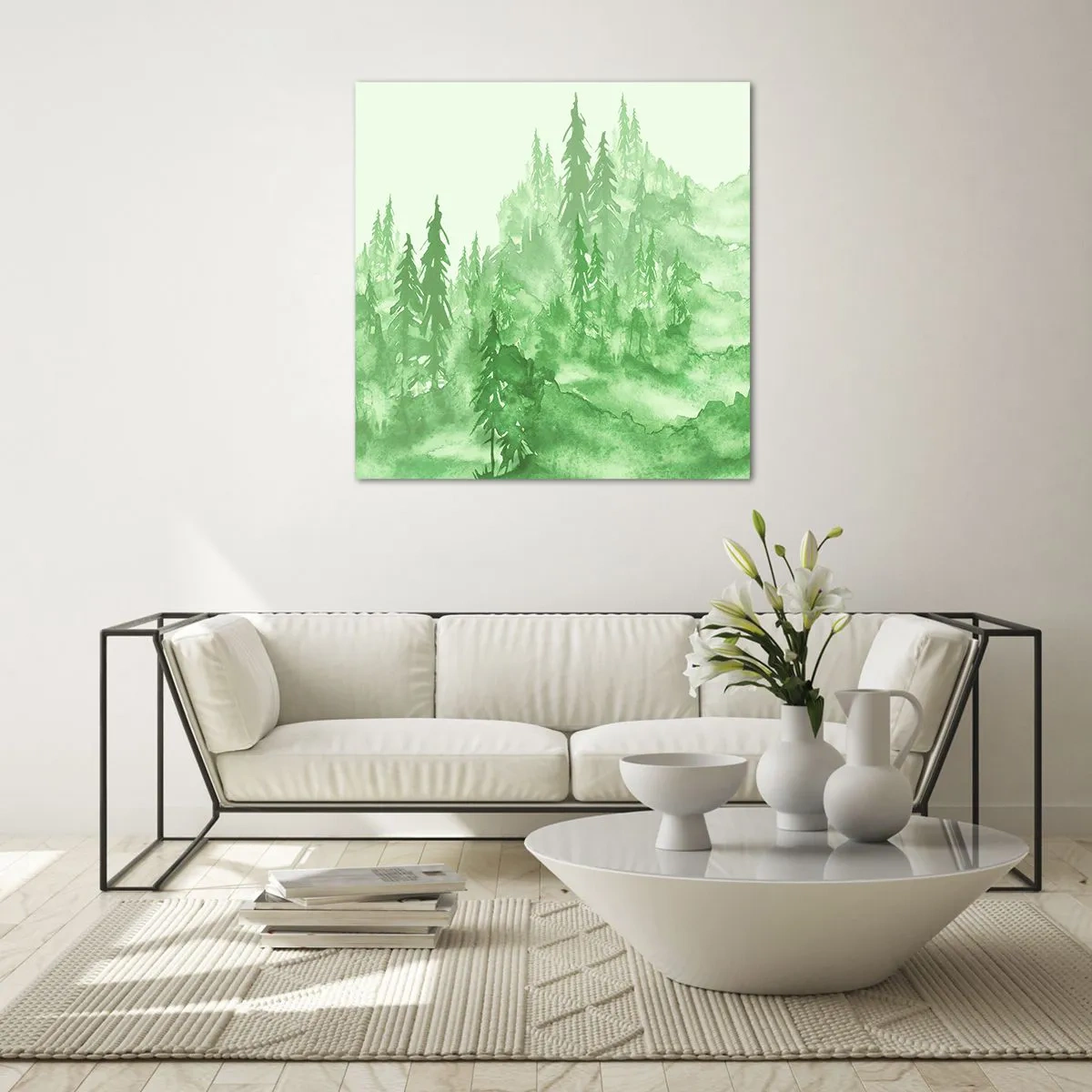 Glass picture - Behind a Green Fog - 40x40 cm