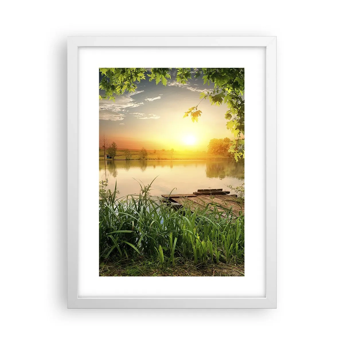 Poster in white frmae - Landscape in a Green Frame - 30x40 cm