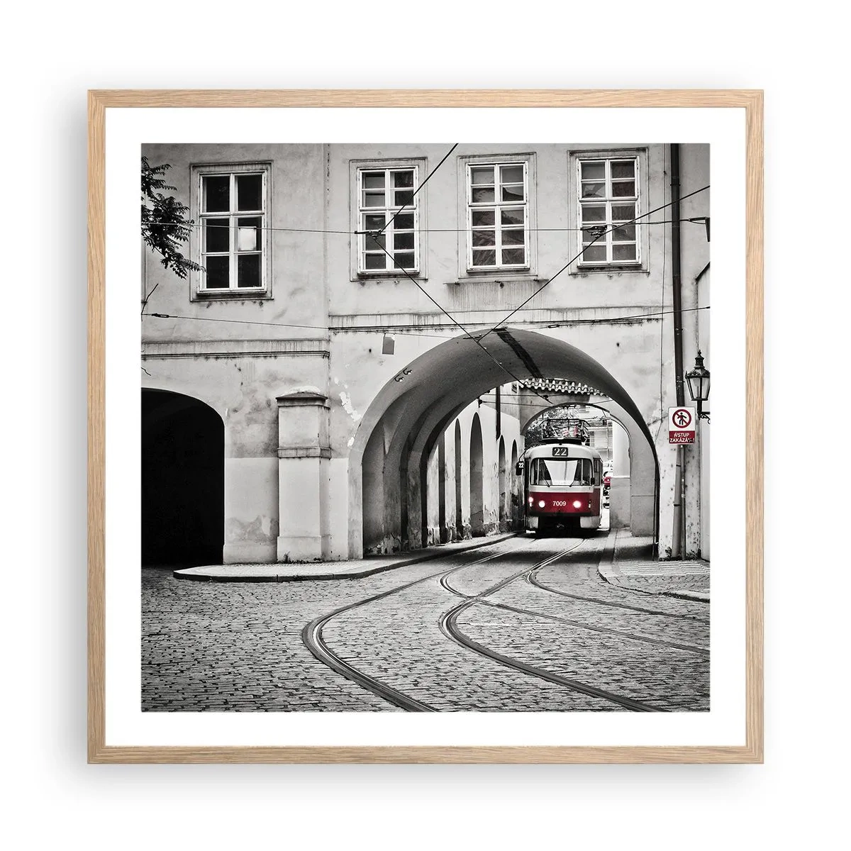 Poster in light oak frame - Through City Labirynth - 60x60 cm