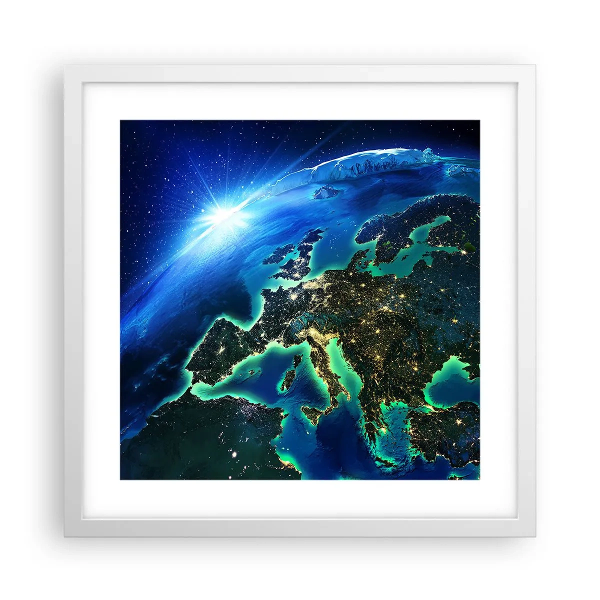 Poster in white frmae - Sparkling Europe - 40x40 cm