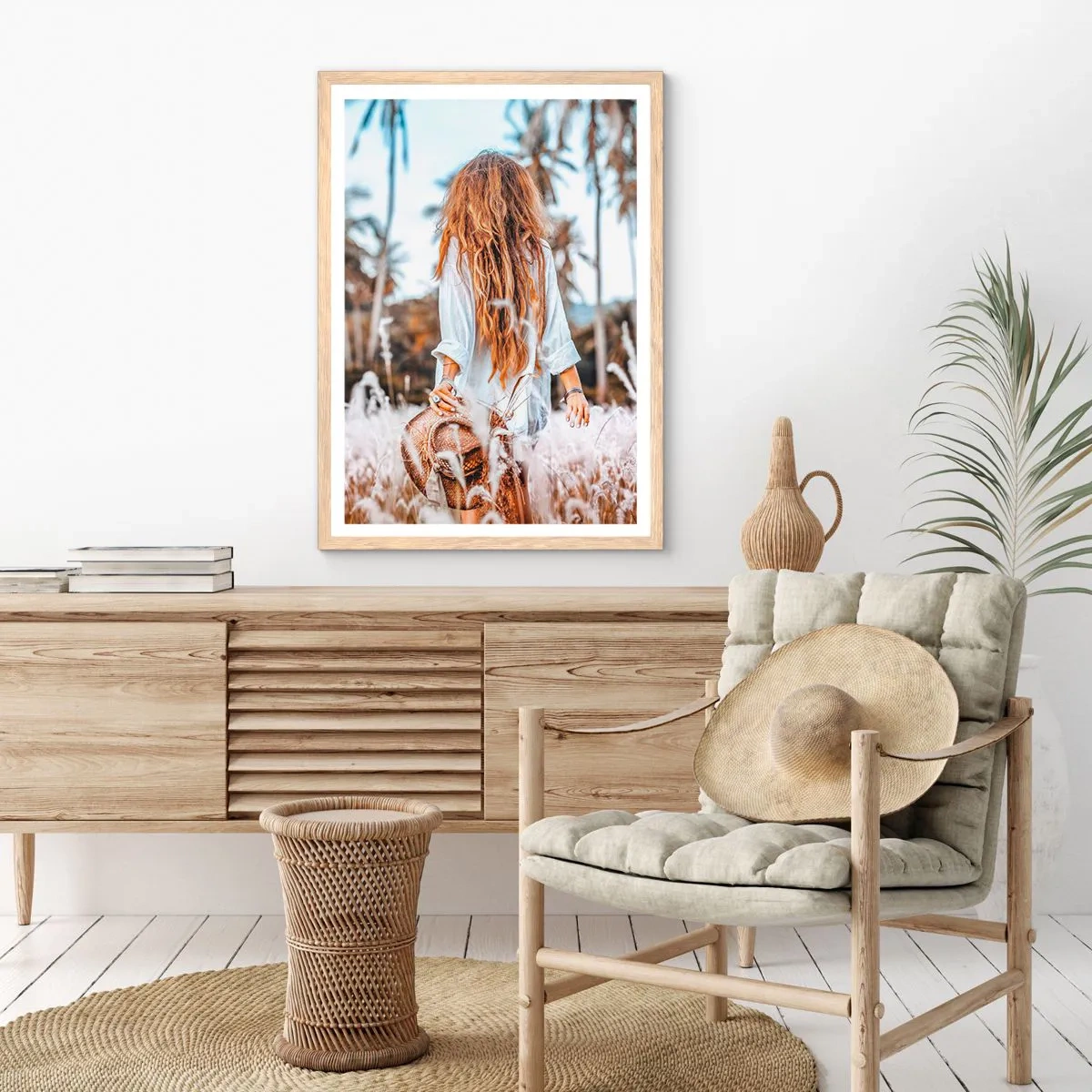 Poster in light oak frame - Born from Grass Fluff - 70x100 cm
