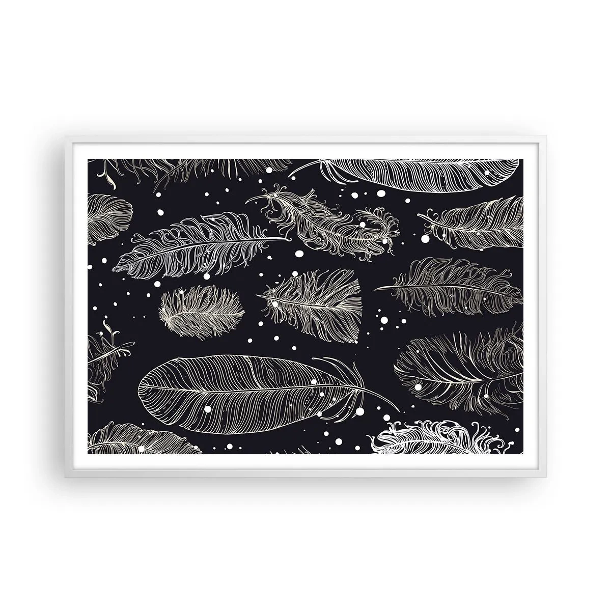 Poster in white frmae - Feathery Lace - 100x70 cm