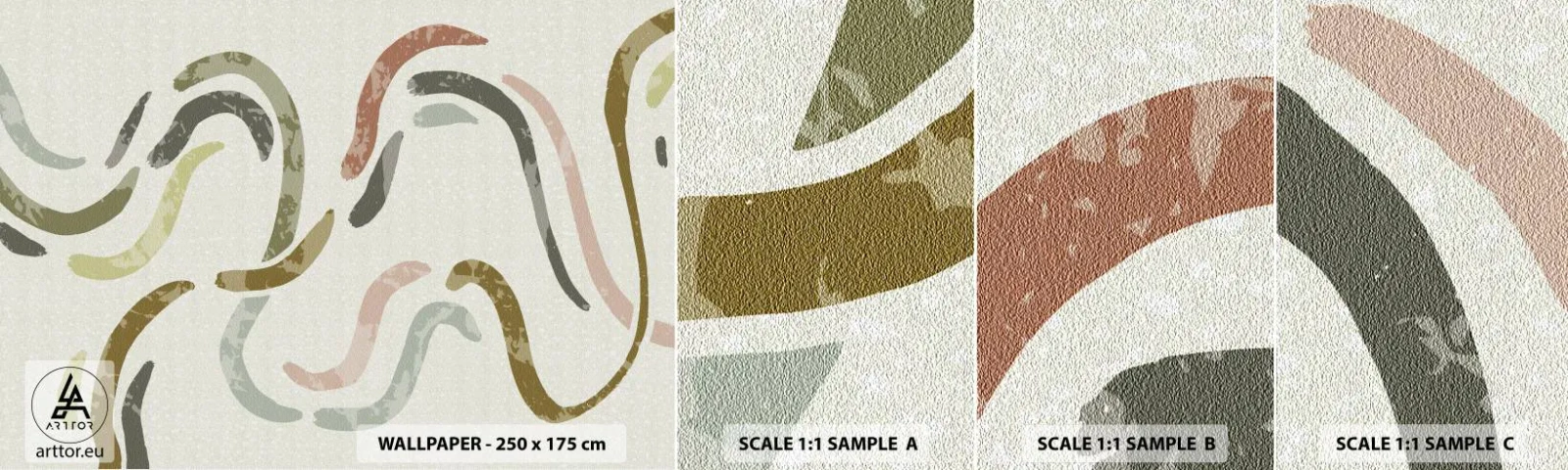 Photo Wallpaper Sample Standard Eco - Cheerful Dance of Abstraction - Pastel, Minimalistic, Bright - 100x30 cm