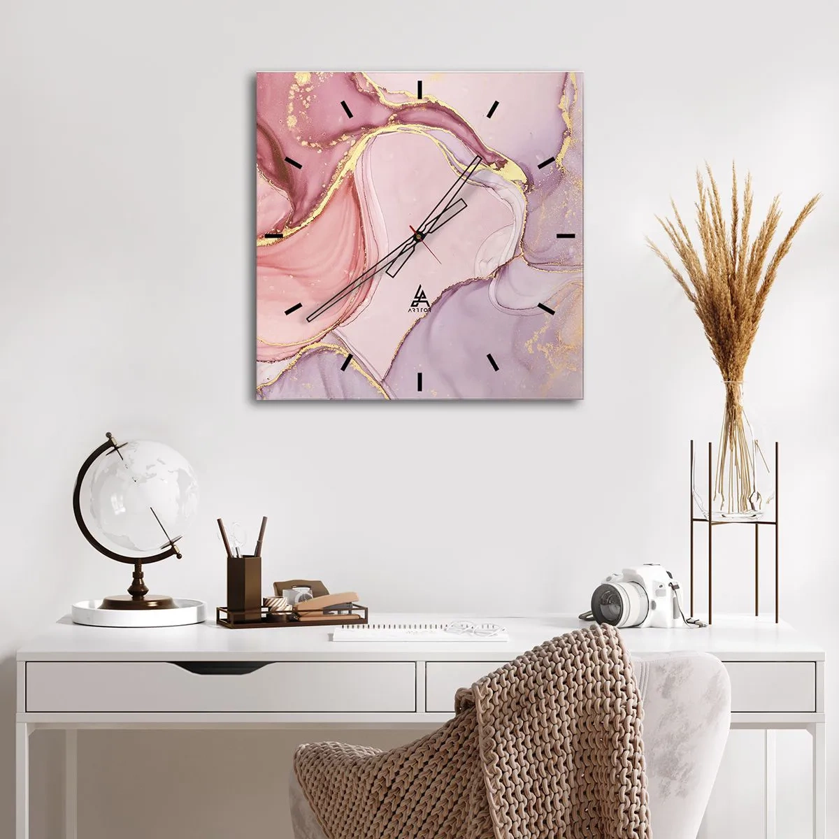 Wall clock - Clock on glass - Caress of Colours - 30x30 cm