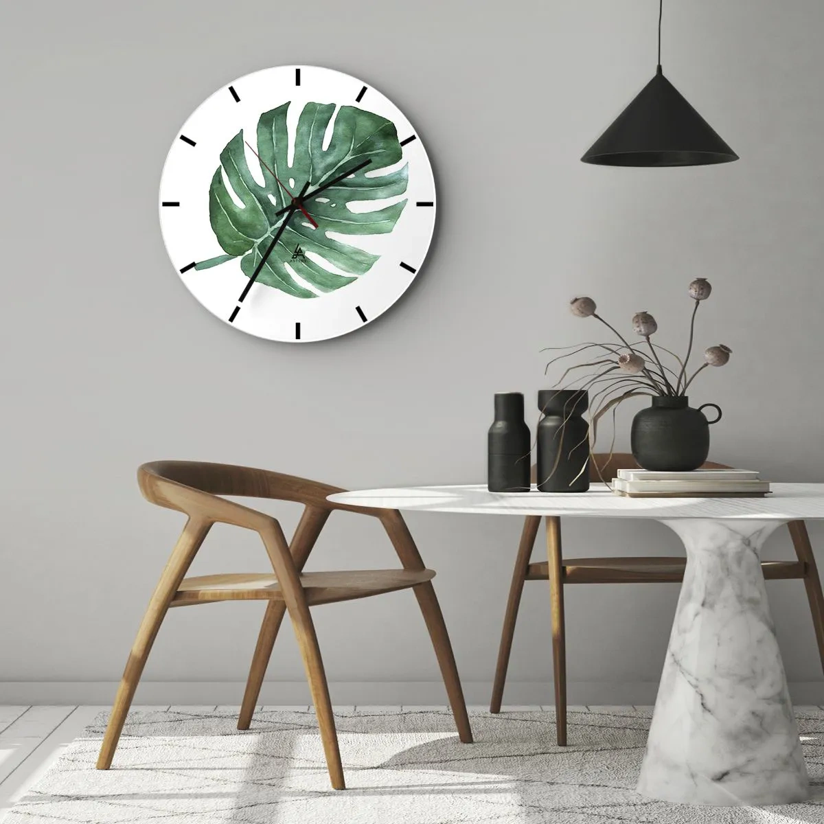 Wall clock - Clock on glass - Green Concept - 40x40 cm