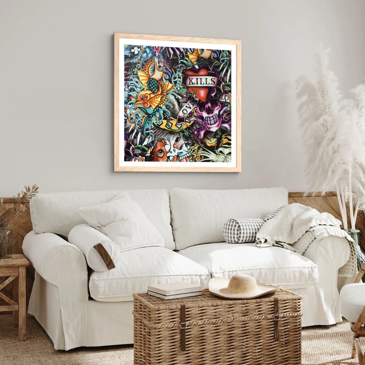 Poster in light oak frame - Dream of a Tattoo Artist - 40x40 cm