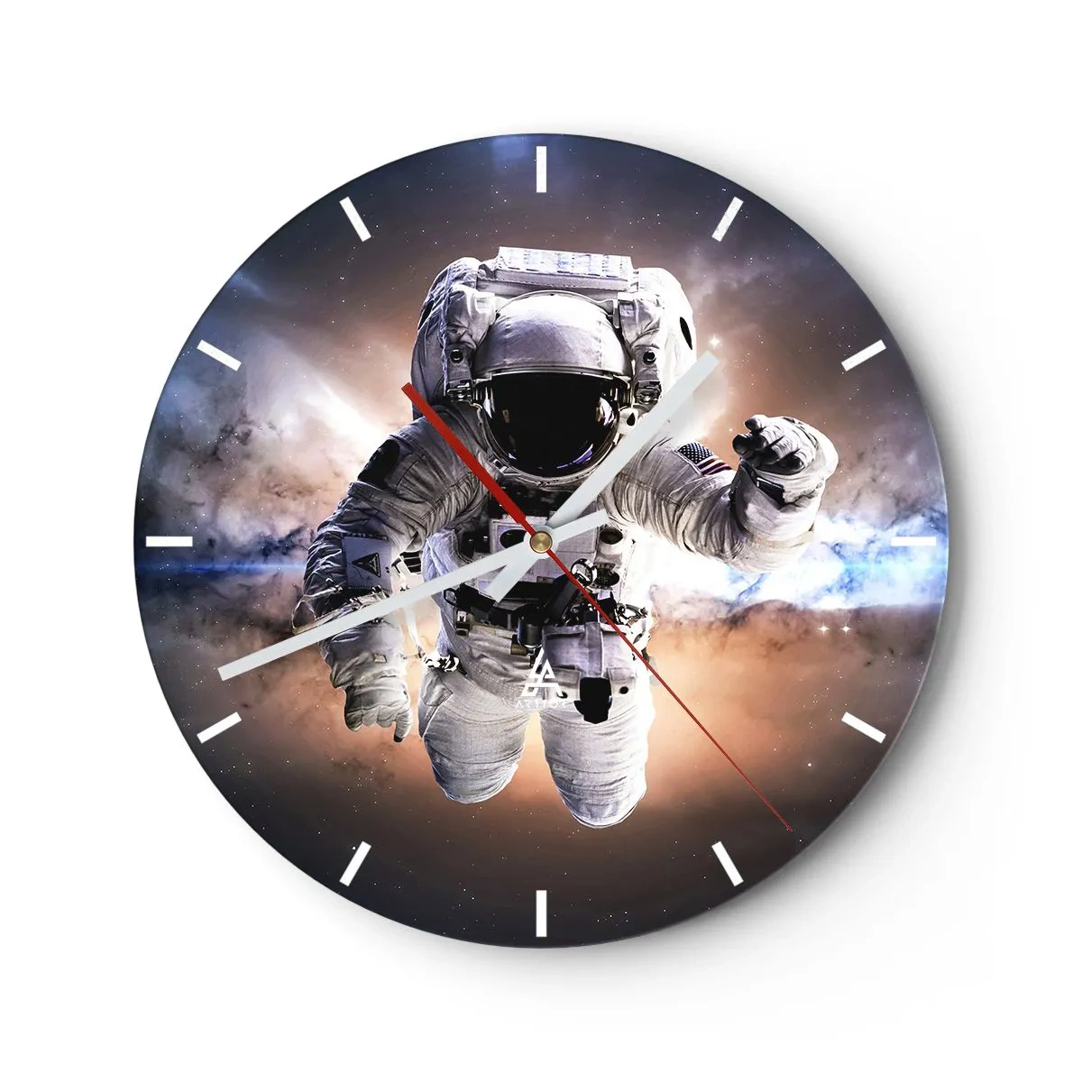 Wall clock - Clock on glass - Greetings from Space - 40x40 cm