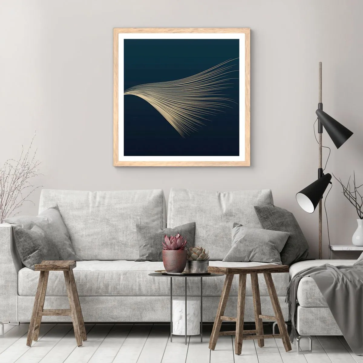 Poster in light oak frame - Like Angel's Hair - 40x40 cm